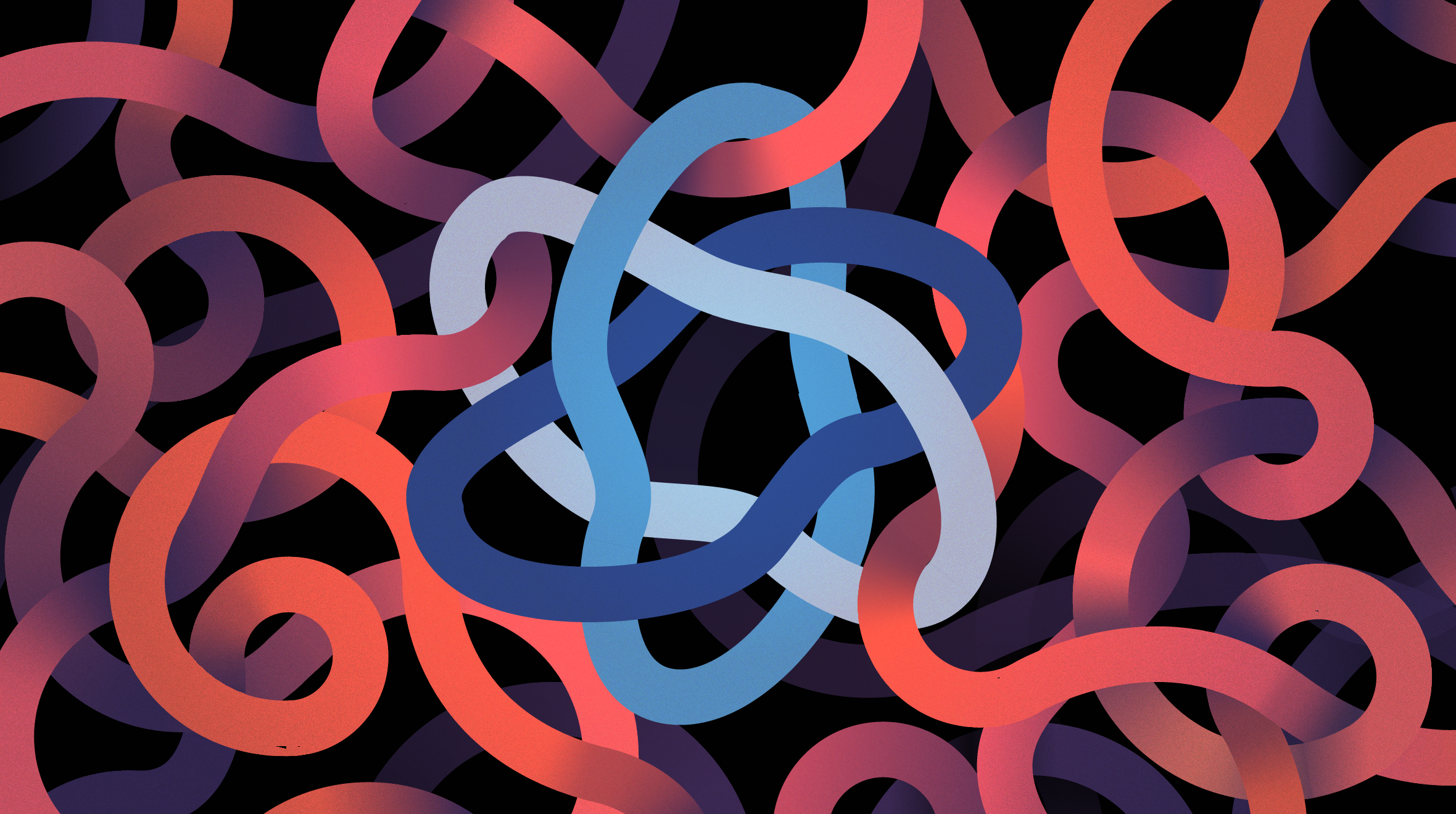The International Mathematical Union logo which is comprised of three entwined loops, is threaded with various ribbons representing the many different mathematicians that will convene at the International Congress of Mathematicians (ICM) 2026 conference in Philadelphia.
