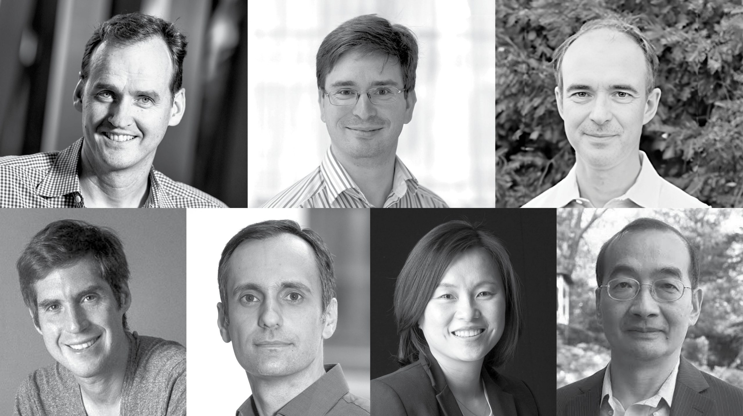 A grid of seven portrait photos of mathematicians.