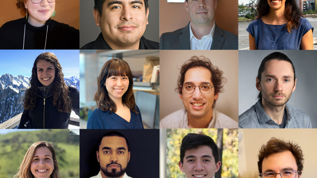 4x3 headshot composite. From top left: Jennifer Merritt, Robert Fernandez, Fedor Popov, Joan Pulupa, Carla Golden, Ashley Chui, Aravind Devarakonda, Sebastian Wolff, Abigail Bodner, Benem-Orom Davids, Tim Large and Emanuele Galiffi.