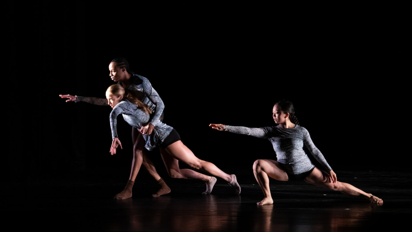 A photograph of multiple people engaged in a dance performance.