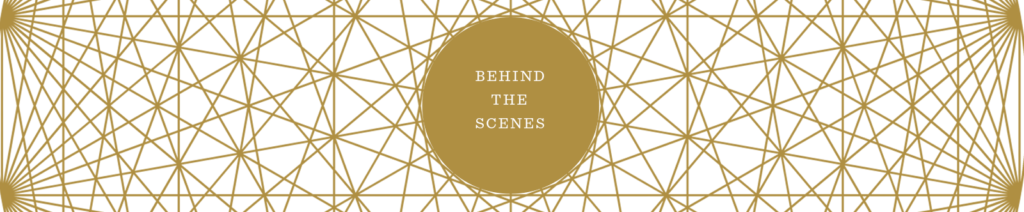 Gold network with words: behind the scenes