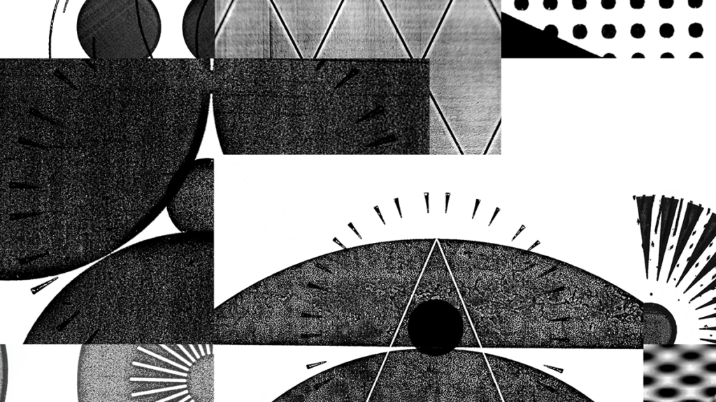 Black and white image of sketches