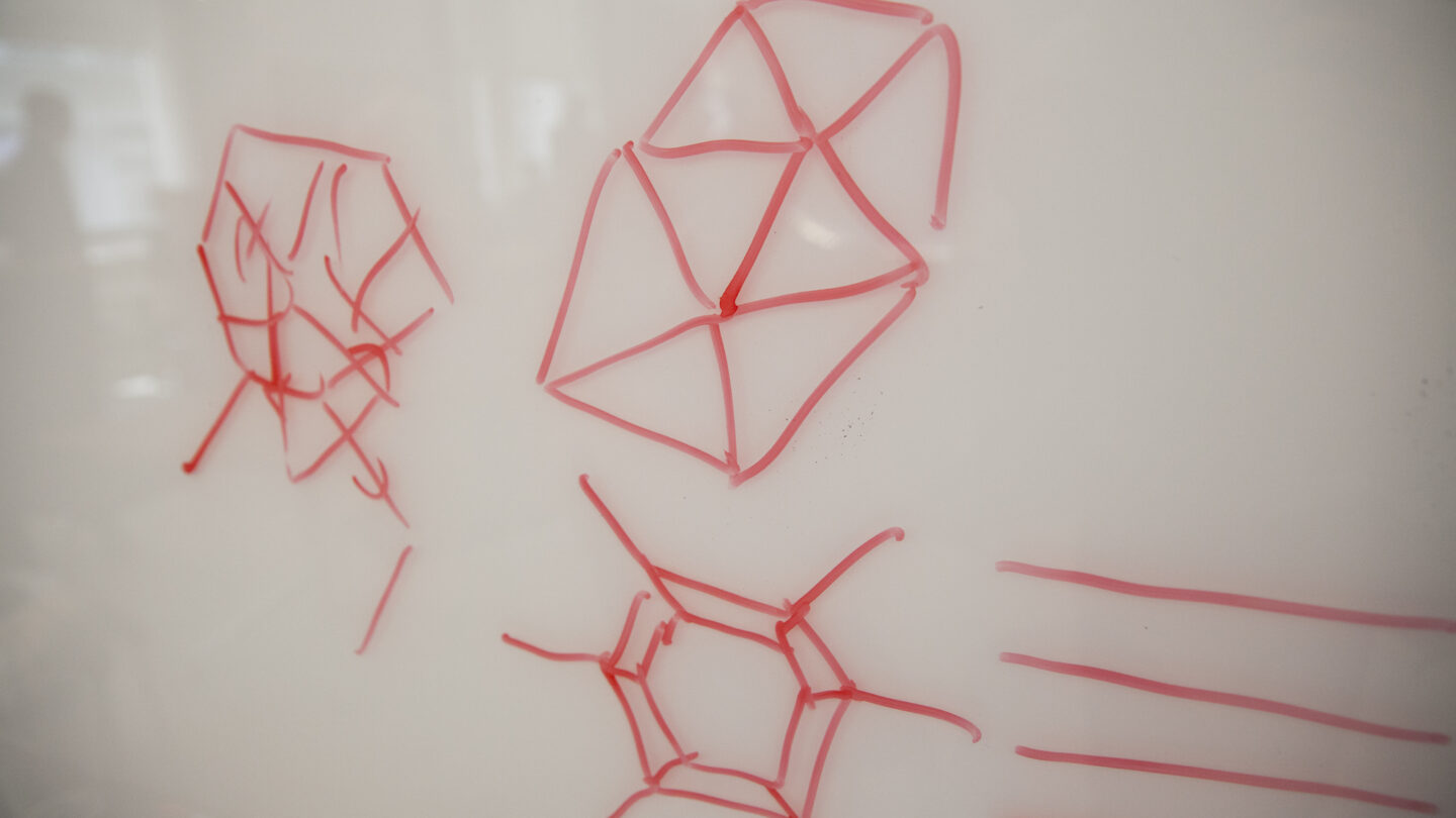 Whiteboard drawings of geometric shapes