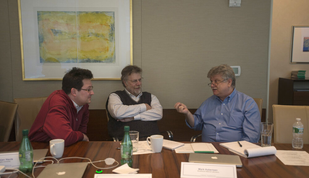PI Haule, SAB Ceperley and Hybertsen sitting together at a table