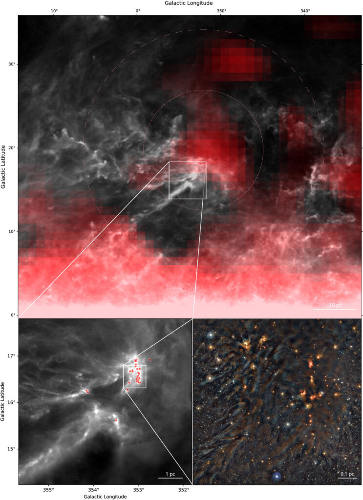 Multiwavelength imaging of the Ophiuchus complex, from millimetre to γ-rays, unveils the interaction between the Oph clouds with a cloud of live 26Al, traced by its 1.8MeV γ-ray emission.