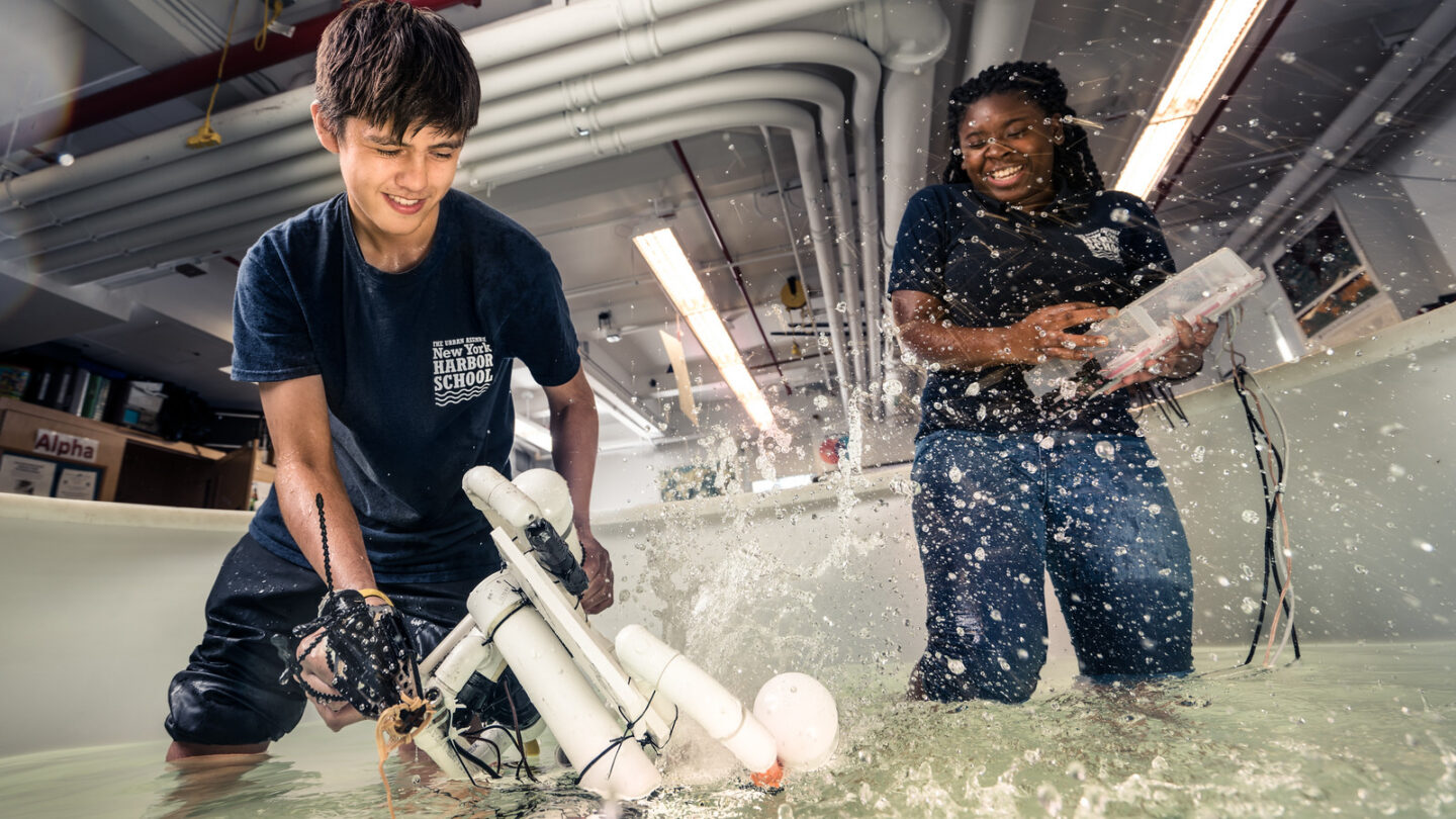 Students experimenting with new technology for the Billion Oyster Project