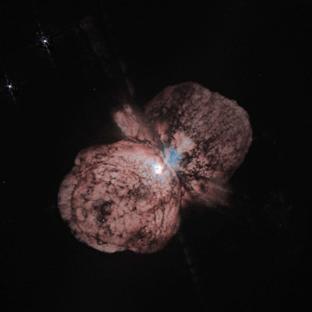 A snapshot of the luminous blue variable star Eta Carinae, taken by the Hubble Space Telescope