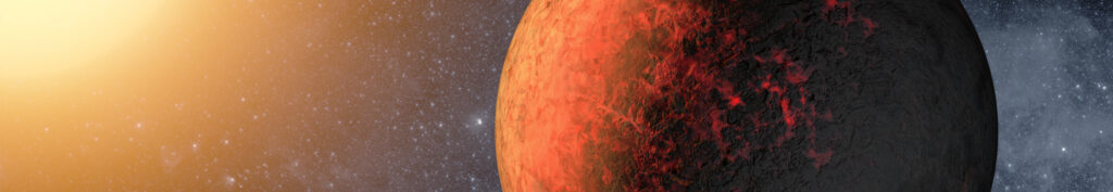 An artist's illustration of an exoplanet.