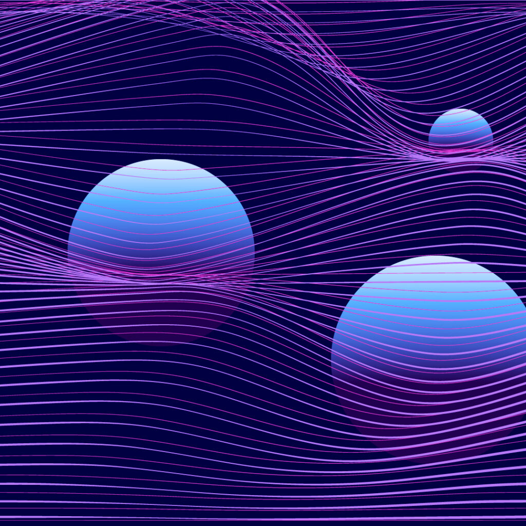 An illustration of spheres and waves