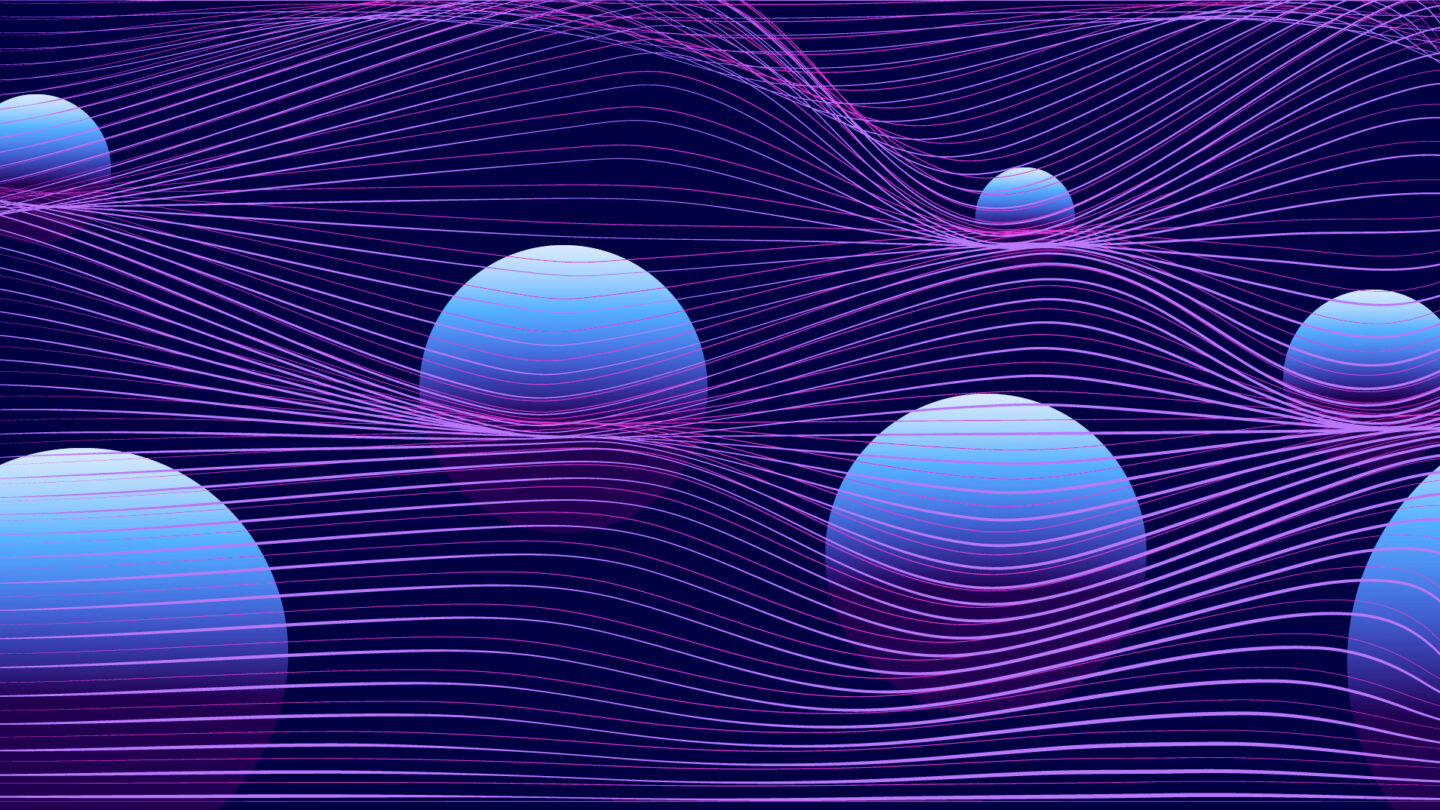 An illustration of spheres and waves