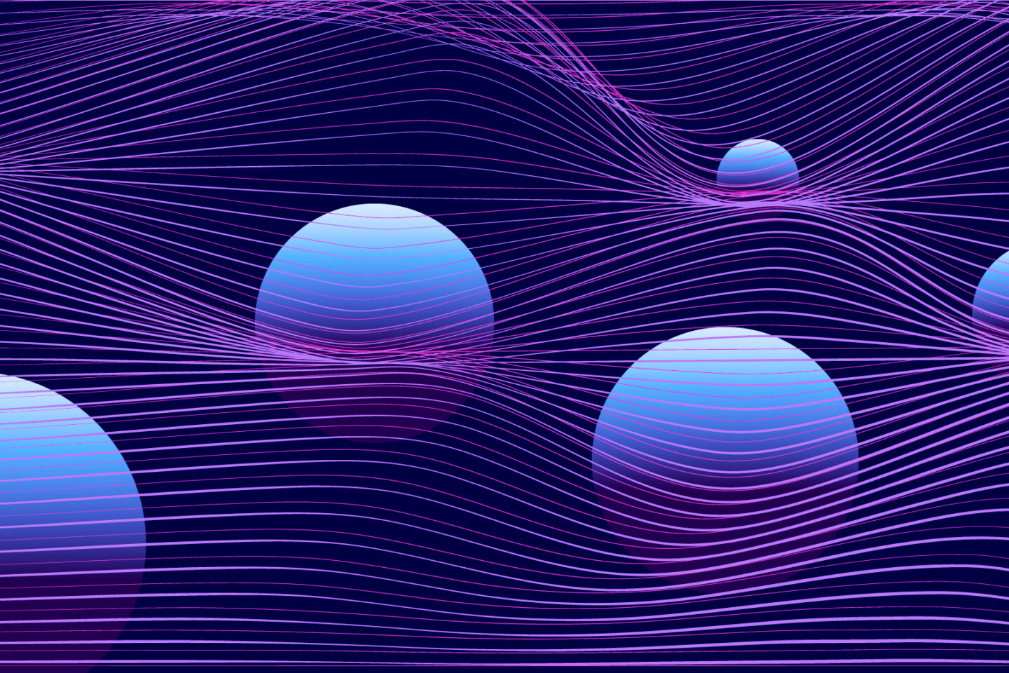 An illustration of spheres and waves