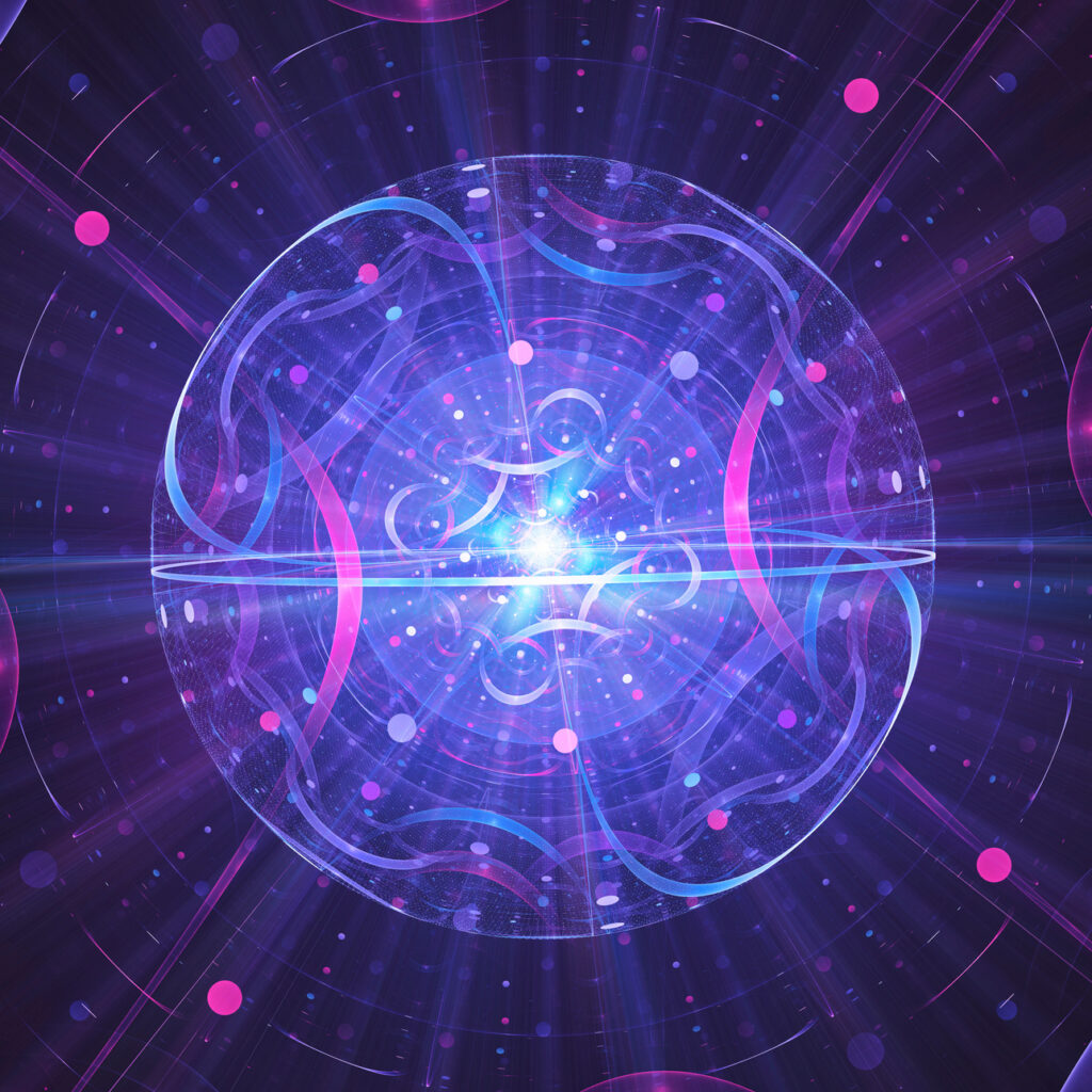 An abstract image that suggests spinning plasma particles confined by strong magnetic fields.