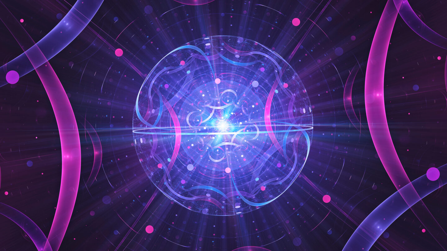 An abstract image that suggests spinning plasma particles confined by strong magnetic fields.