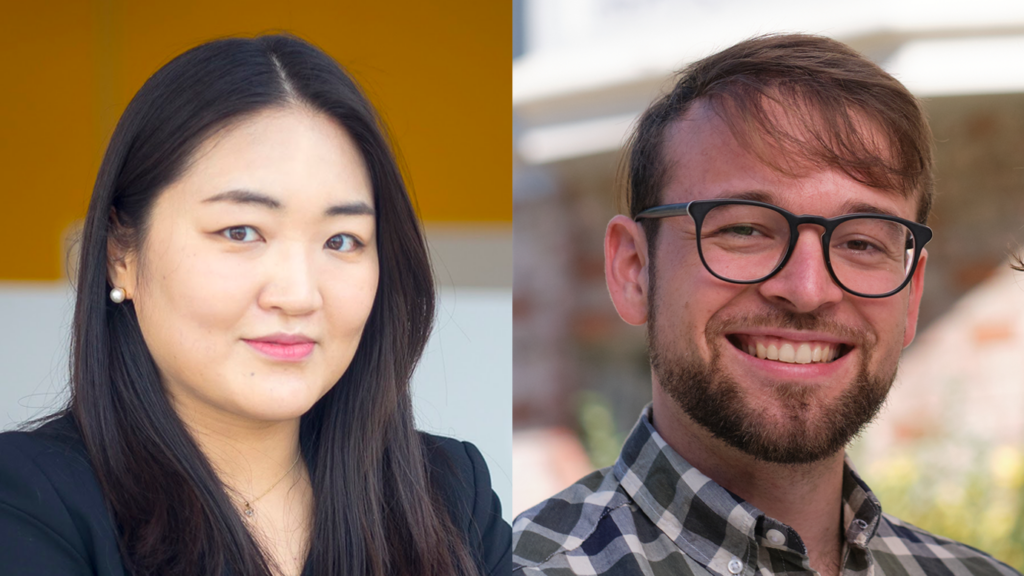 Side-by-side portraits of SueYeon Chung and Alex Williams.