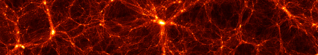 A snapshot of the distribution of dark matter throughout the universe in an AbacusSummit simulation.