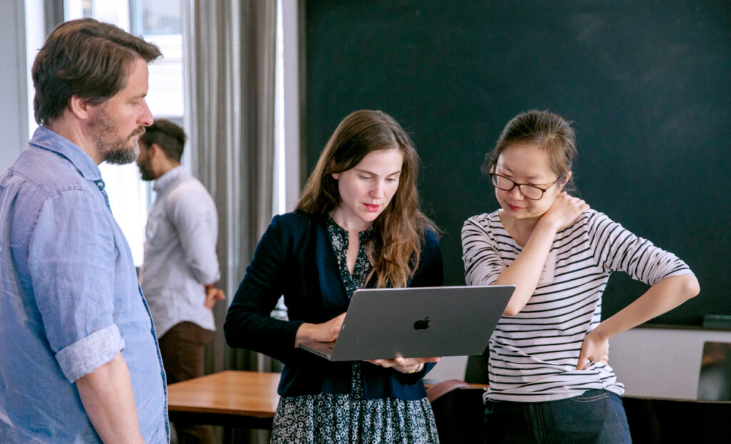 Martin Munz (in blue) with colleagues.