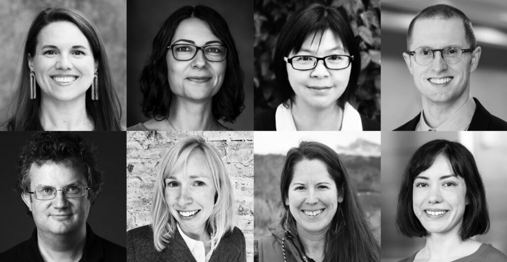 Combined headshots of Sarah Davies, Veronica Dexheimer, Yu Huang, Tyler Josephson, Michael Orger, Stacy Rosenbaum, Elizabeth Trower, and Adelle Wright