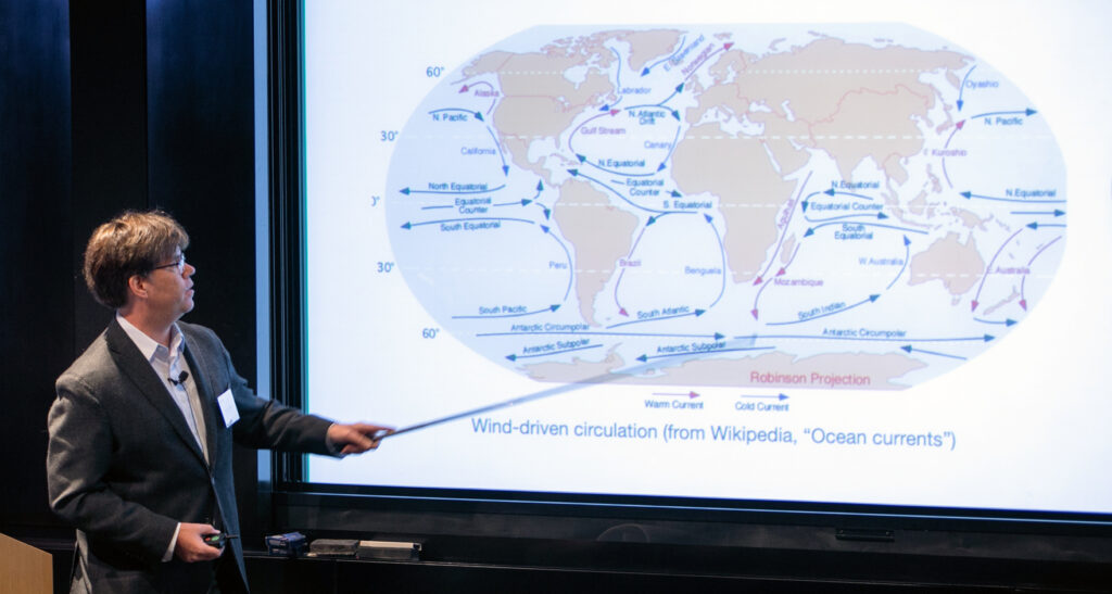 Photo of pivot fellow Alboin Lawrence presenting research at the 2024 Annual meeting at Simons Foundation
