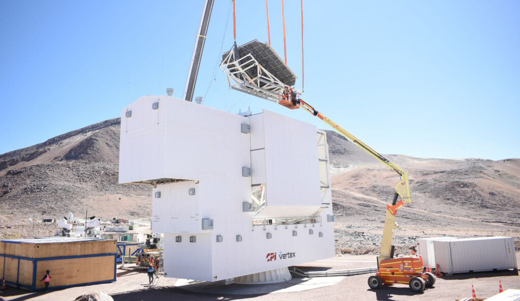 The installation of the Large Aperture Telescope's colossal primary and secondary mirrors (each roughly 6 meters in diameter) successfully took place at the Simons Observatory’s site in Chile in February 2025. The mirror installation is a significant construction milestone for the project.