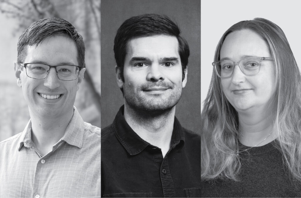 Combined image of Alex Edison, Christopher Karwin, Meg Millhouse.