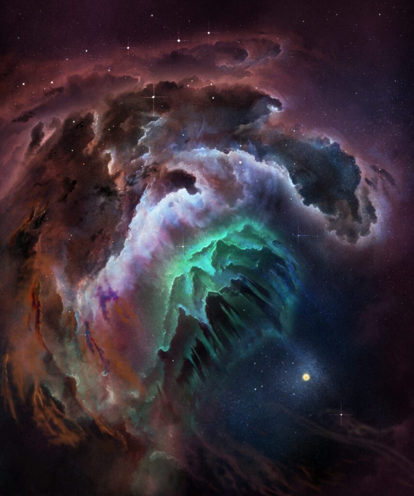 An artist's representation of a molecular cloud