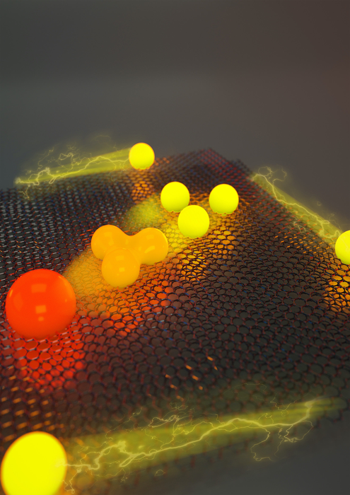 An illustration of electron fractionalization in magic-angle twisted bilayer graphene.