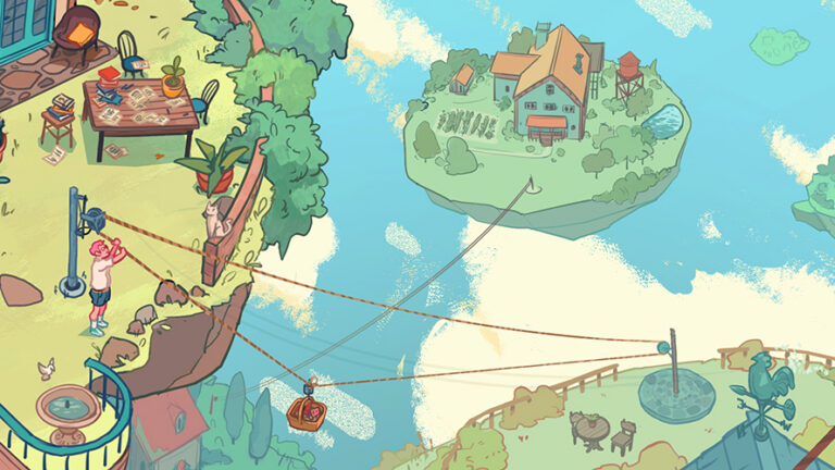 Illustration of floating island homes