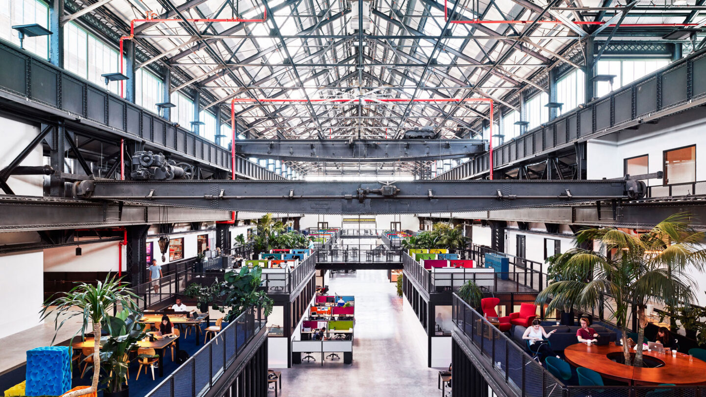 A corridor of the New Lab, an innovation lab in Brooklyn Navy Yard