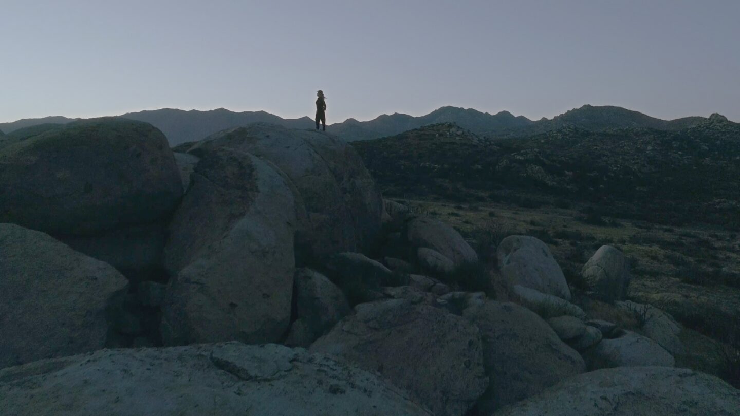 Anza Borrego Desert with person silhouetted by sky