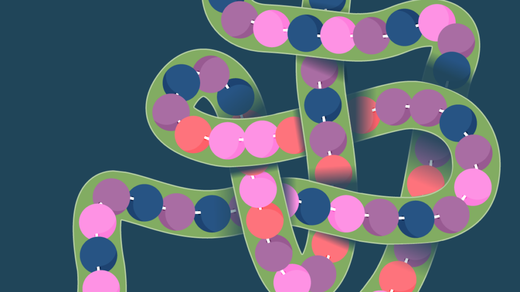 A green winding path filled with rows of colorful circles in shades of pink, purple, and blue against a dark background.