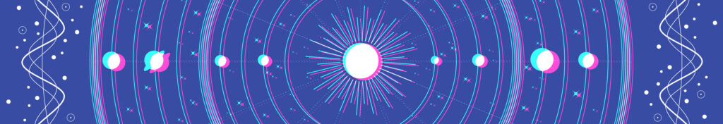 A digital illustration of the solar system.