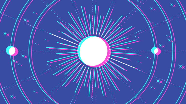 A digital illustration of the solar system.