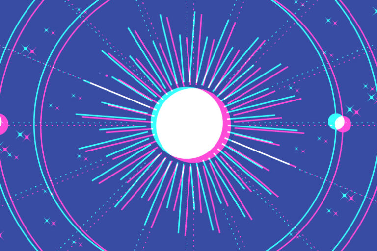 A digital illustration of the solar system.