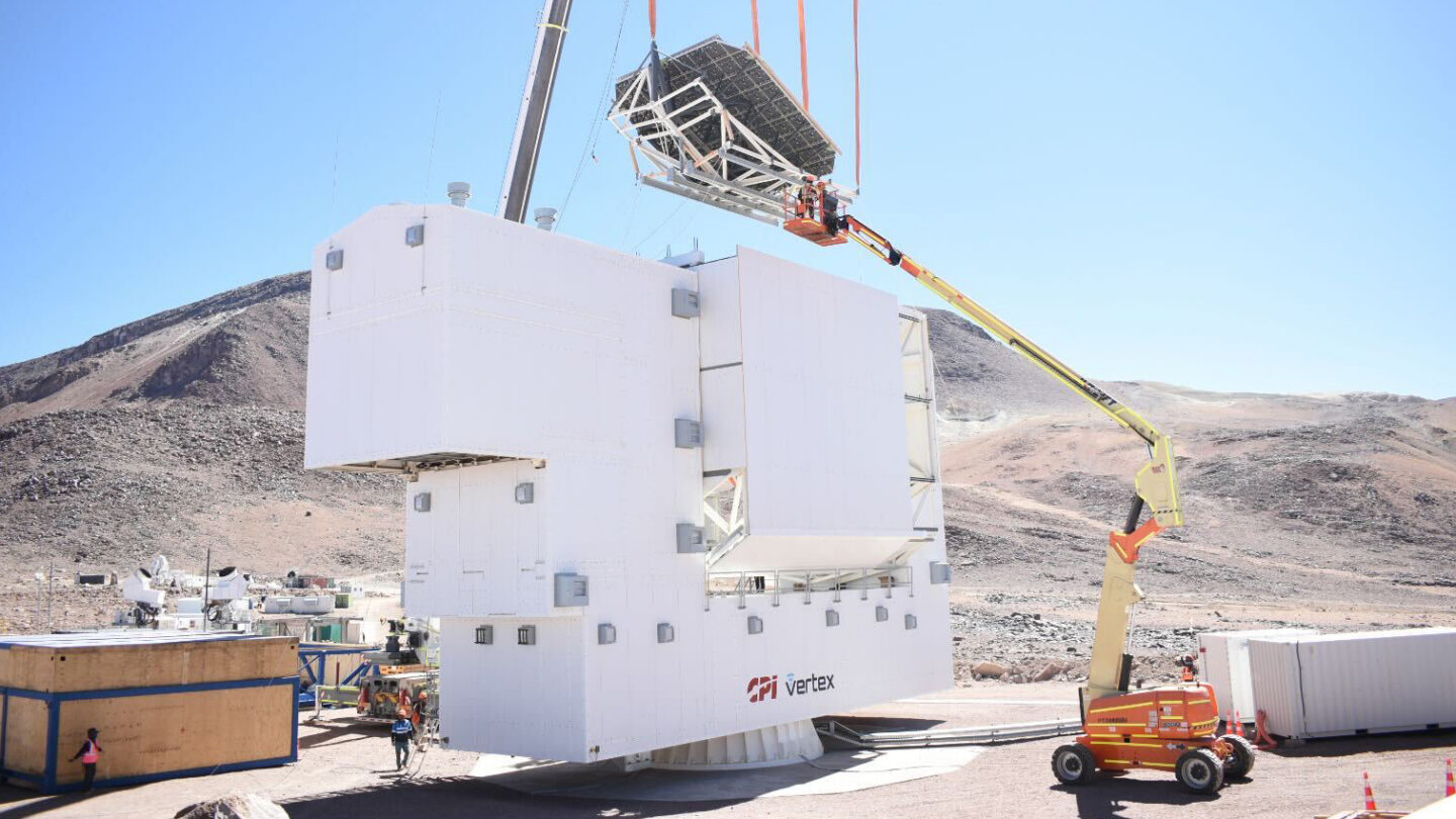 The installation of the Large Aperture Telescope's colossal primary and secondary mirrors (each roughly 6 meters in diameter) successfully took place at the Simons Observatory’s site in Chile in February 2025. The mirror installation is a significant construction milestone for the project.