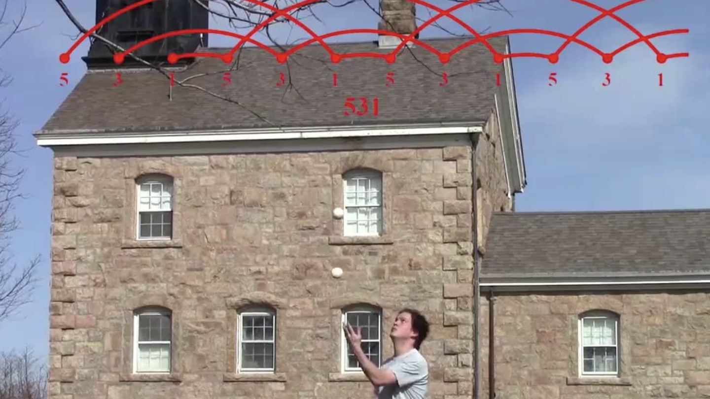 Mathematics of juggling 3 balls at different heights