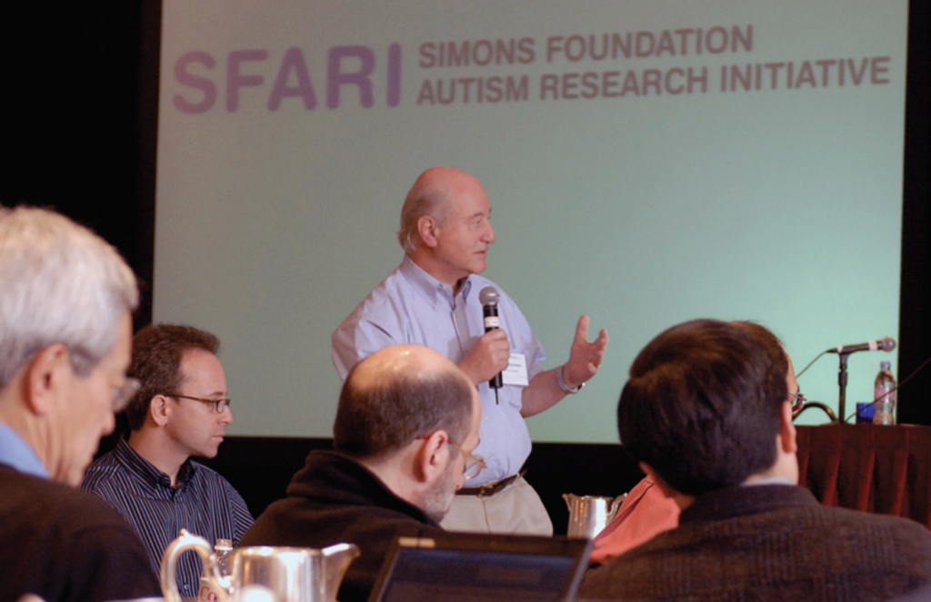 Image of Gerry Fischback talking at a SFARI meeting