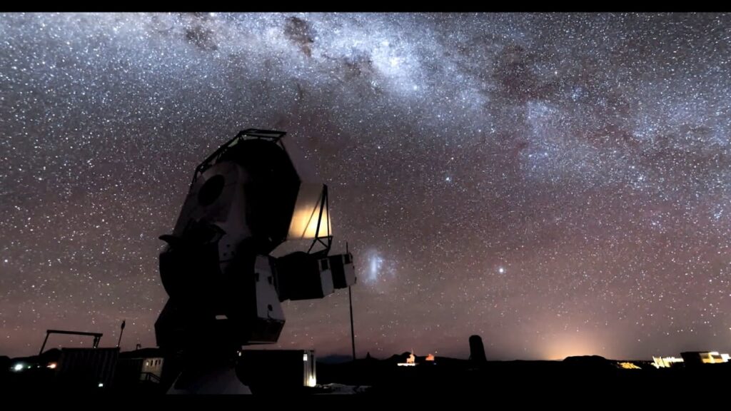 Satellite with background of starry sky