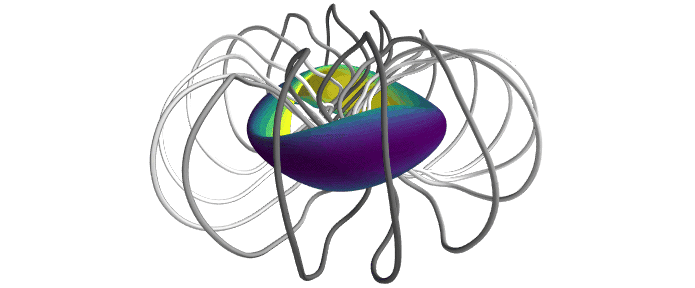 An animated GIF generated by SIMSOPT showing the shape of a plasma torus.