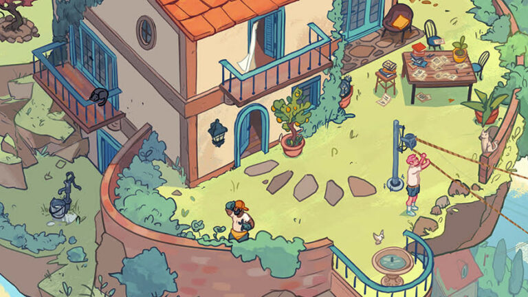 Art showing a house and a front yard