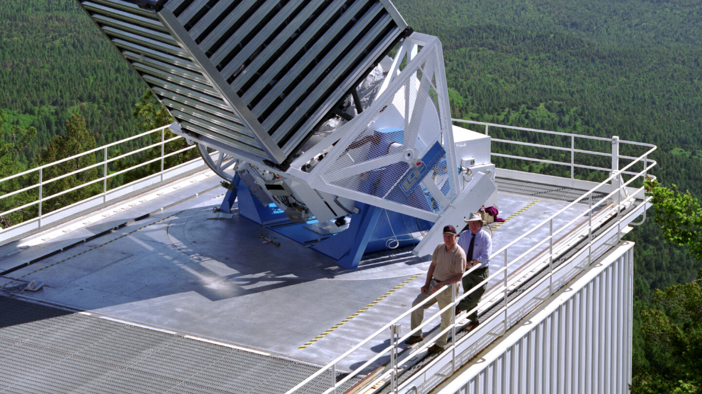 Overhead shot of The Sloan Digital Sky Survey’s 2.5-meter telescope in New Mexico