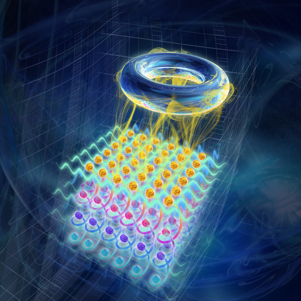 An artistic impression depicts ultra-quantum matter: from the cold topological matter (blue) to hot, strongly correlated metal (red).