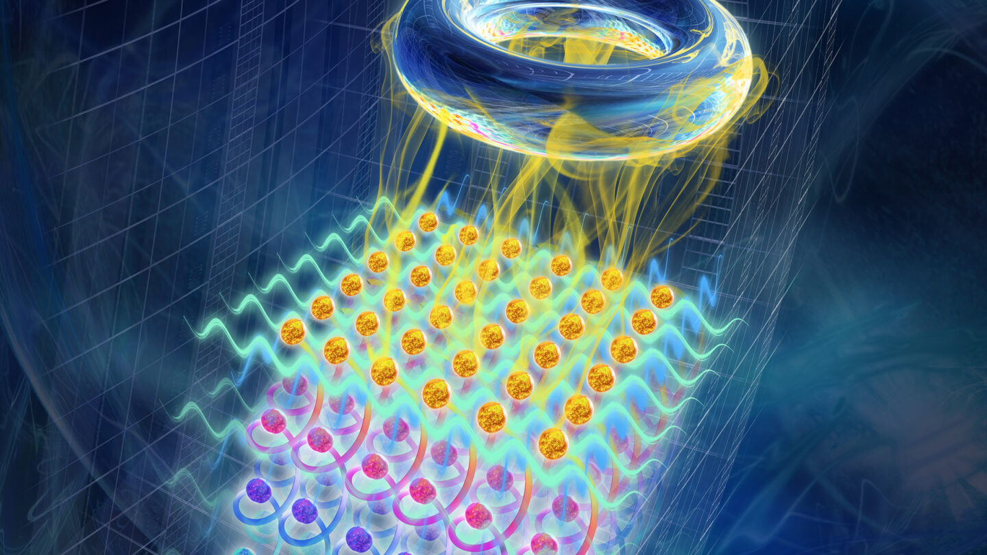 An artistic impression depicts ultra-quantum matter: from the cold topological matter (blue) to hot, strongly correlated metal (red).
