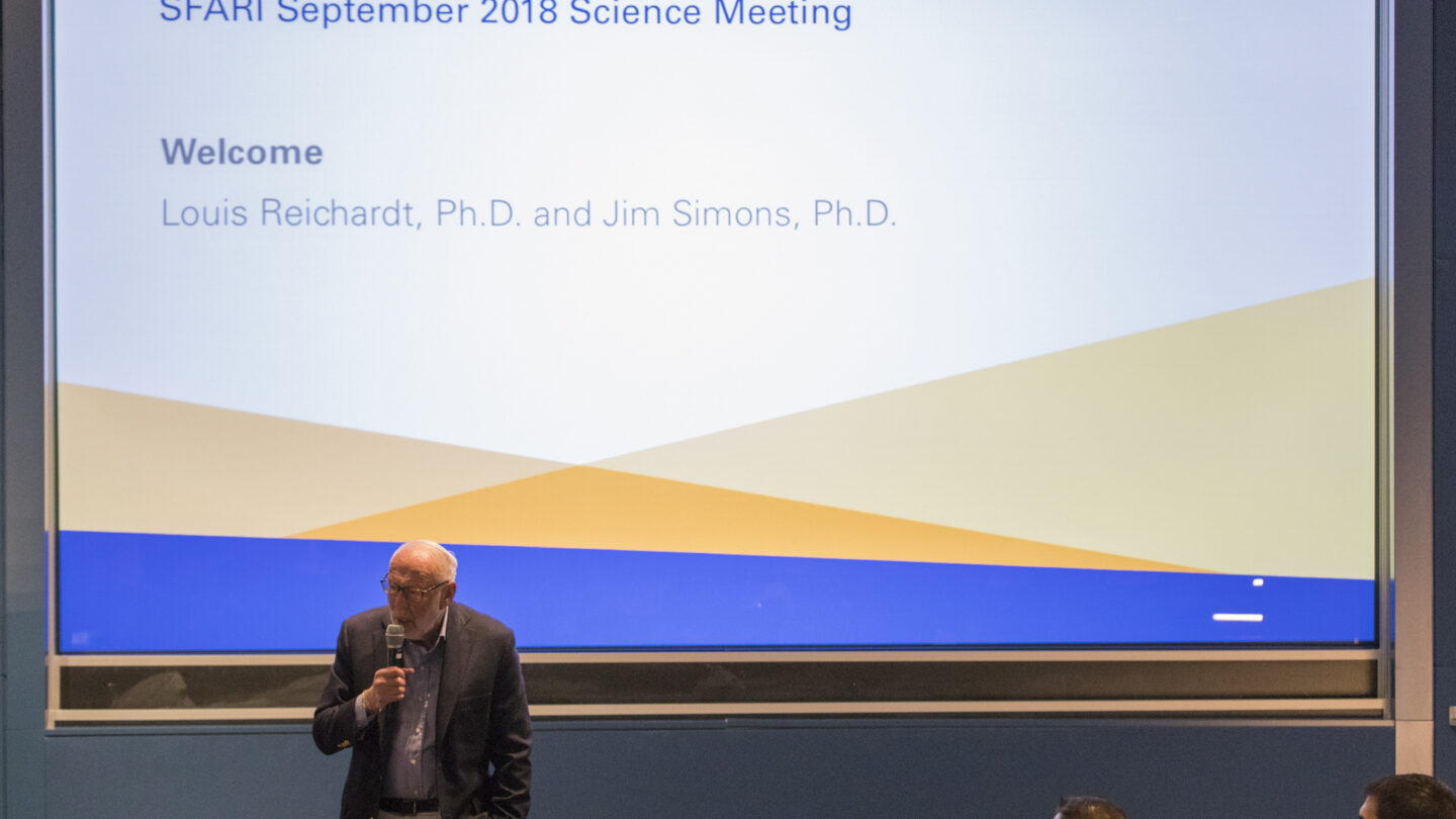 Image of Jim Simons, chairman of the Simons Foundation, welcomes attendees