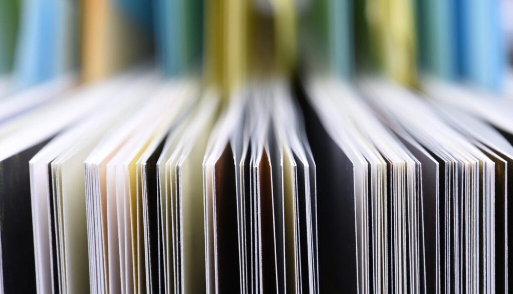 Image of Closeup of the edge of open book pages
