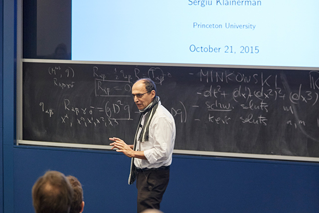 Sergiu Klainerman presenting a slideshow