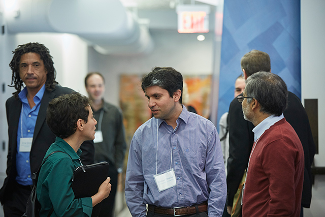 Maryam Mirzakhani, Moses Charikar and Kannan Soundararajan talking