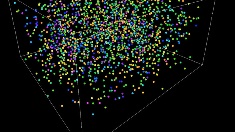 Digital image of rectangle with colorful dots inside it