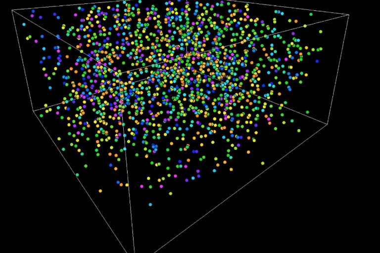Digital image of rectangle with colorful dots inside it