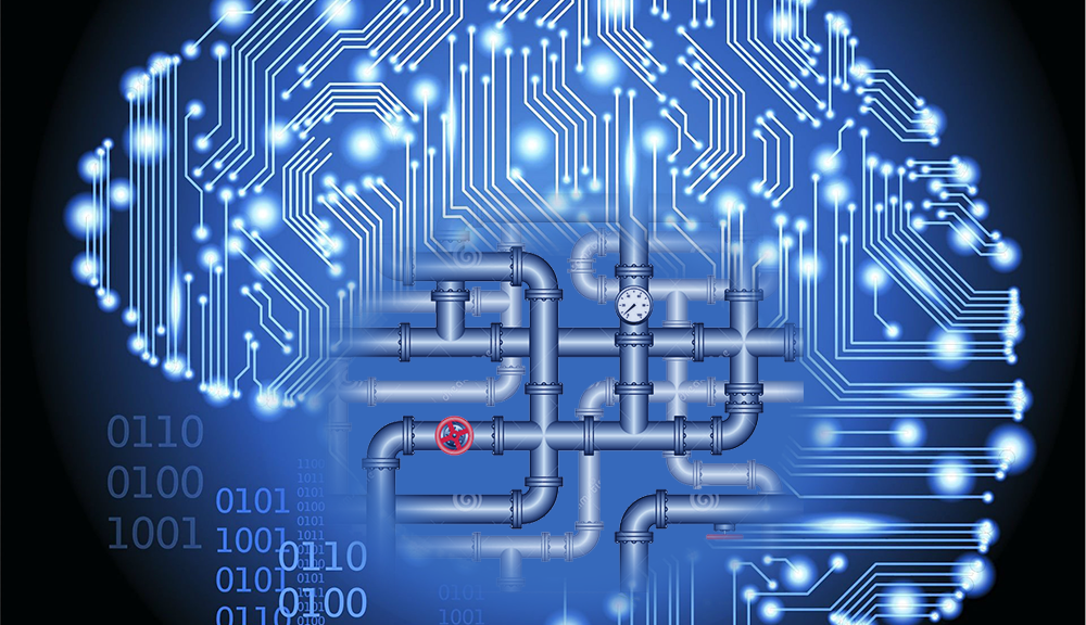Digital image of neon diagram as brain
