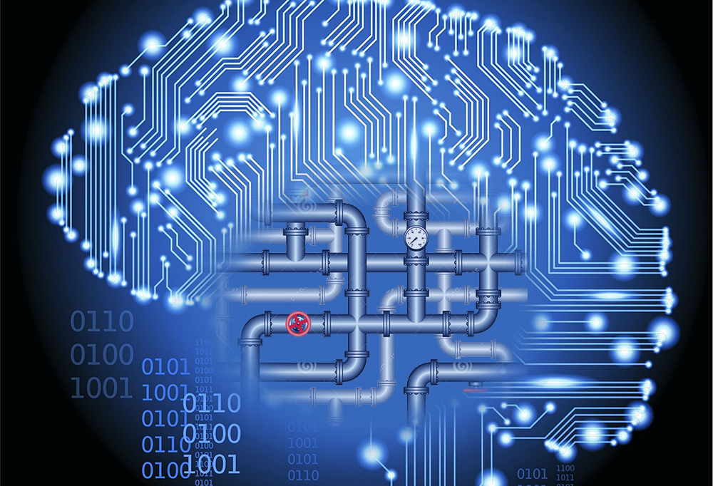 Digital image of neon diagram as brain
